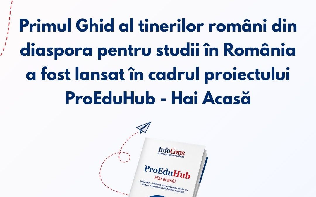 Primul Ghid al tinerilor români din diaspora pentru studii în România a fost lansat în cadrul proiectului „ProEduHub — Facilitarea accesului tinerilor români din diaspora la învățământul din România . Hai acasă ! ”
