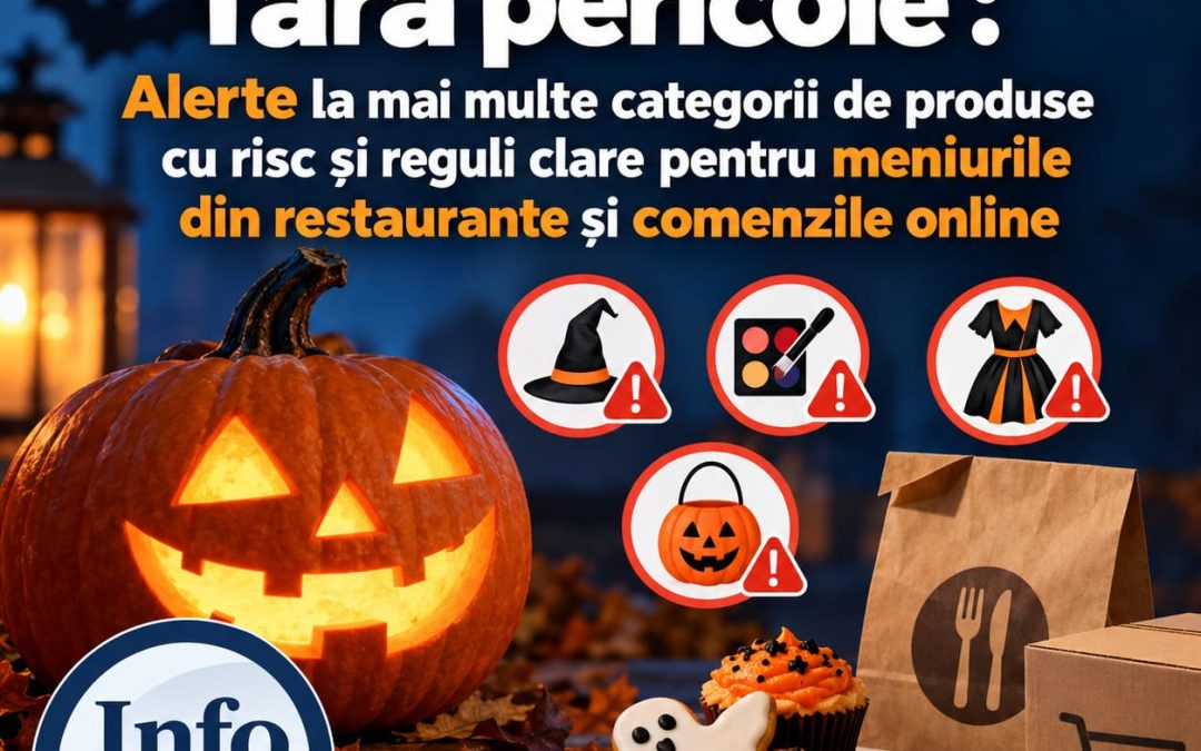 InfoCons te informează : Halloween 2026 fără pericole – Alerte produse cu Risc și reguli clare pentru meniurile din restaurante și comenzile online